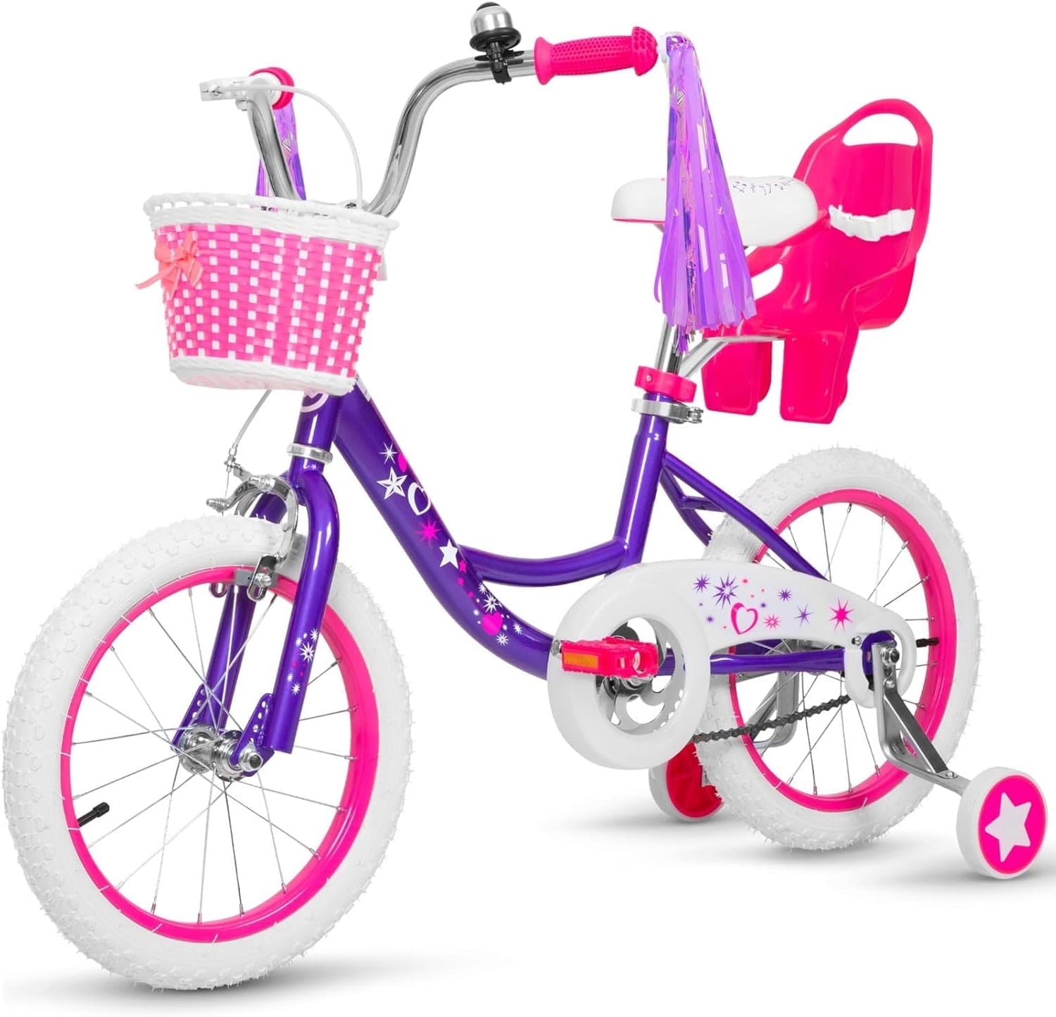 Hykolity 14 inch Girls Bike Princess Bicycle for Age 3-5 Years Old Rider Height 35-47 inch includes Training Wheel Basket Doll Seat Aqua Blue