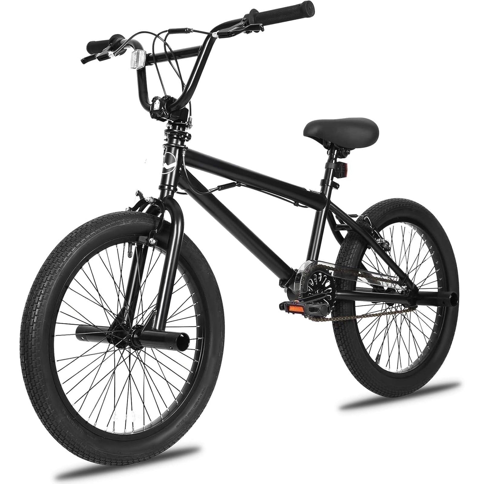 Hykolity 20 inch BMX Bike Freestyle Cycling Trick Bicycle with 4 Pegs for Teenage Adults Men Women Beginners Street Stunt Bike V-Brake Silver