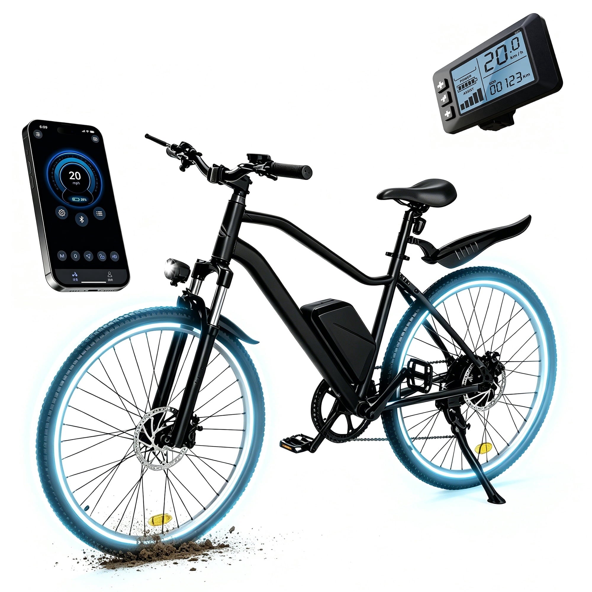 iScooter Electric Bike for Adults 20 Mph, 30+Miles Electric Bicycle,500W Electric Bike with 36V 10.4Ah Battery, 5-Speed, 26 Tires and Front Fork Suspension